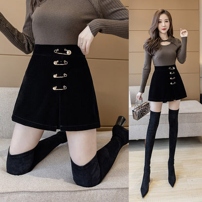 CHICATWILL Autumn Winter Korean Women Pin Velour Shorts Mini Skirts Sweet Fashion Lady Bottom Wear Boots Pants