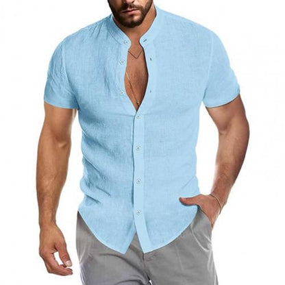 Summer Casual Cotton Linen Men Slim Shirts V-neck Long Sleeve Loose Tee Shirts Solid Color Street Wear Blouse Tops camisetas
