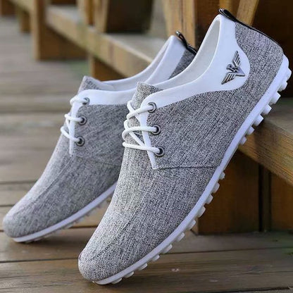 Brand Casual Shoes for Men Lace-up Linen Cloth Breathable Mens Canvas Shoes Moccasins Flats Driving Footwear Zapatos De Hombre