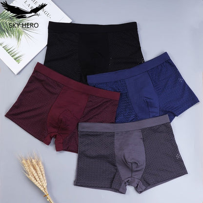 4pcs/lot Men&#39;s Panties Underwear Boxers Male Shorts Underpants Slip Man Sexy Pouch Classic Trunks Summer 4xl 5xl 6xl 7xl 8xl