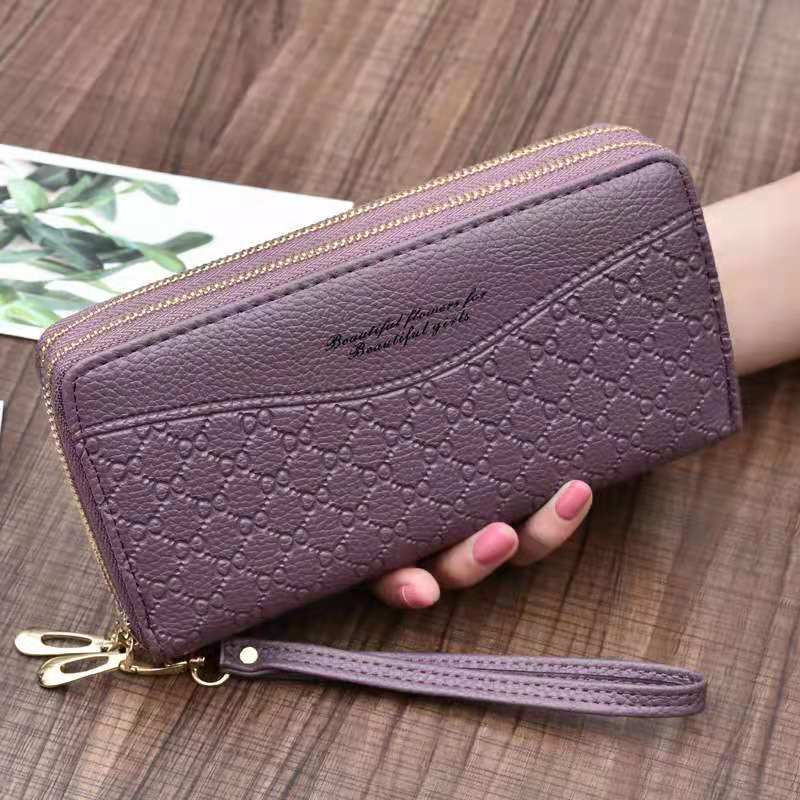 Women&#39;s wallet fashion Ladies mobile phone bag long printing new clutch bag star Double zipper hand strap bag Multiple color 697