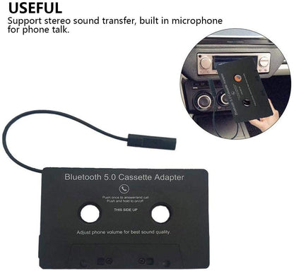 Bluetooth Cassette Adapter for Car with Stereo Audio , Wireless Cassette Tape to Aux Adapter Smartphone Cassette Adapter