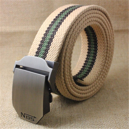 2022 Men Weave Canvas belt mens  waist belt Casual Brand Cargo Belts Young student Automatic Buckle-Belt Male Tactical Belt