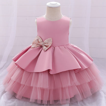 Princess Kids Baby Dress Sequin Bow Baby Girl Dress 1st Birthday Party Wedding Dress Baptism Dress For Girl Summer Dresses
