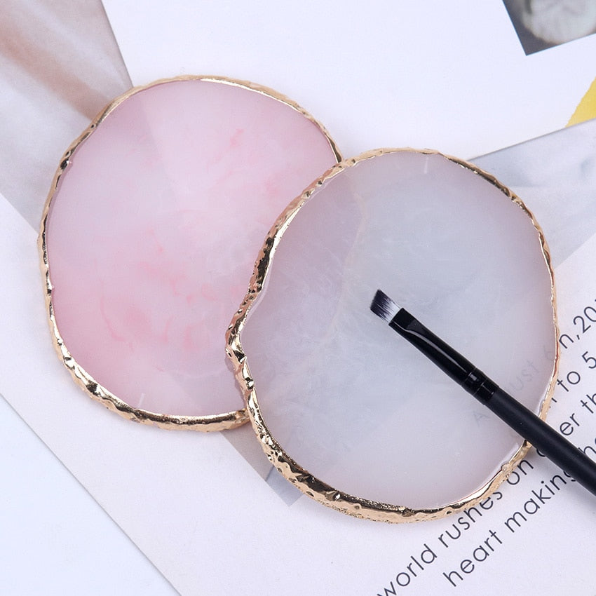 1PC Round Resin Agate Stone Nail Color Palette Art Nails Gel Polish Pallet Mixing Drawing Paint Plate Manicure Display Shelf