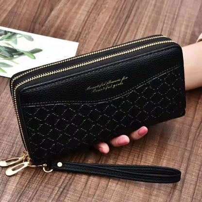 Women&#39;s wallet fashion Ladies mobile phone bag long printing new clutch bag star Double zipper hand strap bag Multiple color 697