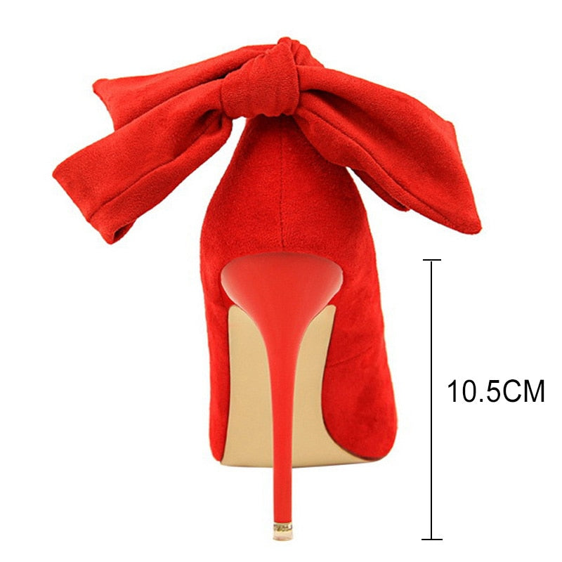 BIGTREE Shoes High Heels Suede Women Shoes Bow-knot Woman Pumps Stiletto Ladies Shoes Women Basic Pump Wedding Shoes Footwear