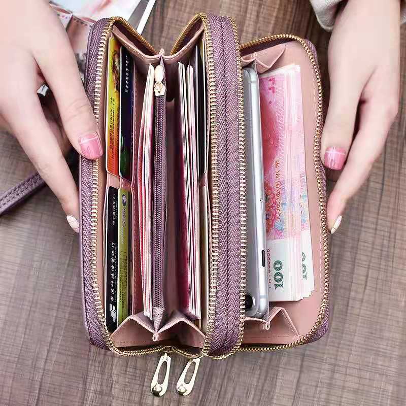 Women&#39;s wallet fashion Ladies mobile phone bag long printing new clutch bag star Double zipper hand strap bag Multiple color 697