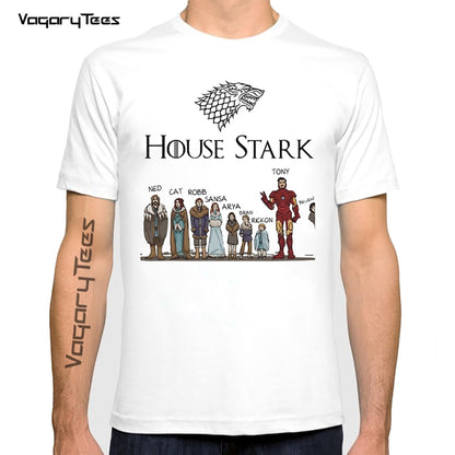 New House stark Print Casual Funny T shirt Summer man short sleeve tshirt men Funny Graphic T-shirt