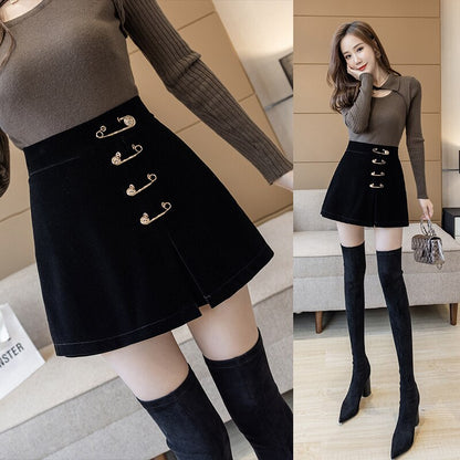 CHICATWILL Autumn Winter Korean Women Pin Velour Shorts Mini Skirts Sweet Fashion Lady Bottom Wear Boots Pants