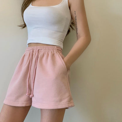 Women Shorts Solid Cotton Cozy Simple Casual Loose Hipsters Running Breathable All-match Streetwear Hot Teens Wide Leg Bottoms