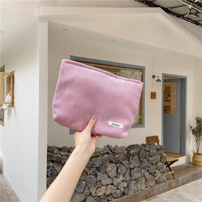 Corduroy Women Cosmetic Bag Cotton Cloth Makeup Pouch Hand Travel Bag Lipstick Organizer Cases Fashion Zipper Clutch Phone Purse