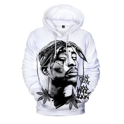 Hip Hop 2pac 3d Hoodie Sweatshirt Men Autumn Winter Pullovers Print Rapper Tupac Hoodies Long Sleeve Tops Black Hooded Hoodies