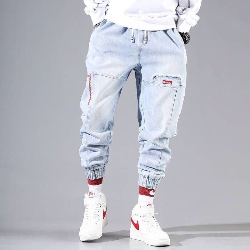 Streetwear Hip Hop Cargo Pants Men&#39;s jeans Cargo Pants Elastic Harun pants Joggers Pants 2022 Autumn and Winter