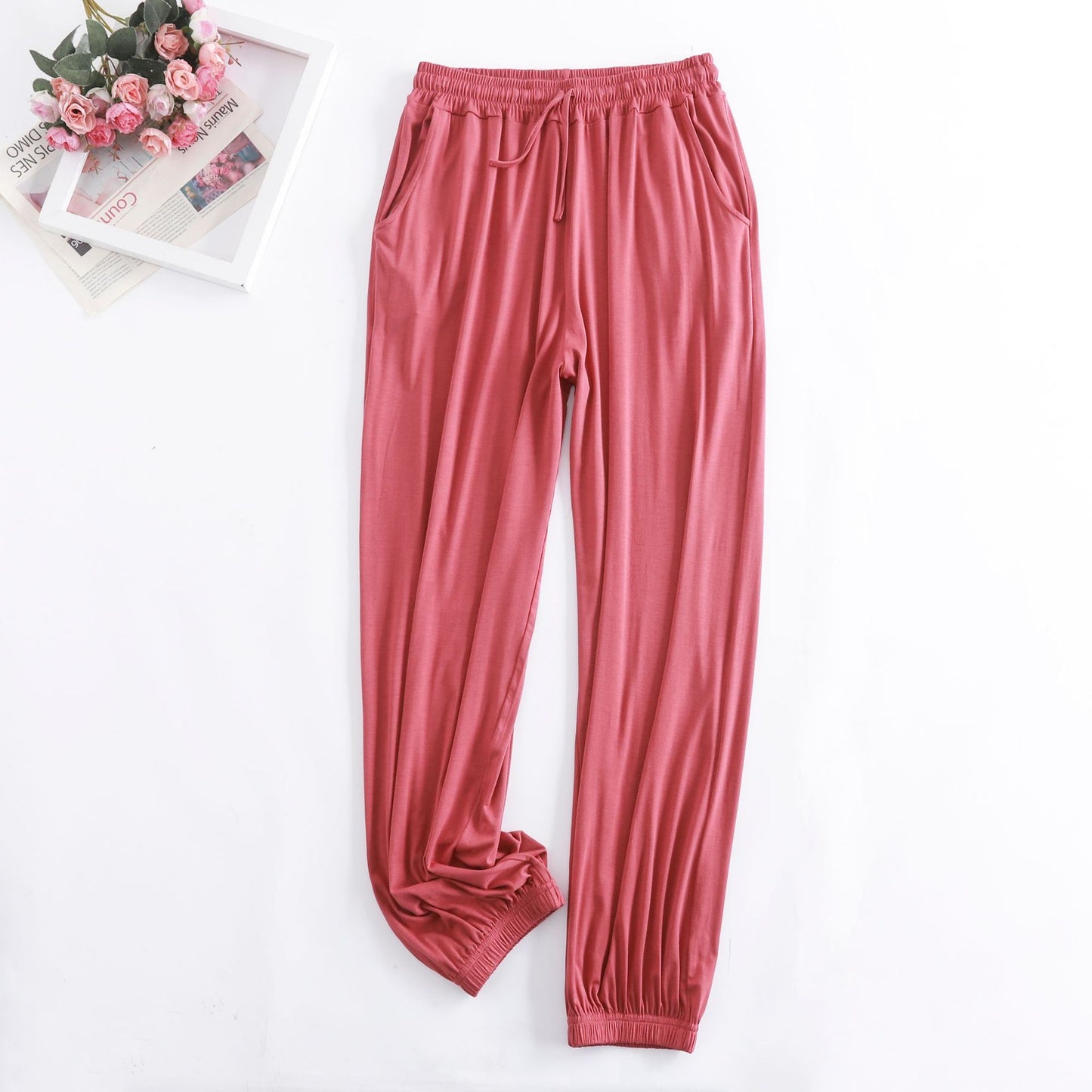 Pantalon Pour Femme New Autumn Winter Modal Women's Pajamas Pant Home Wear Sleep Bottoms Wide Leg Trousers 13 Colors