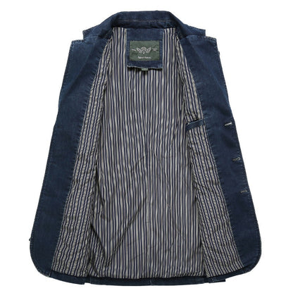 New Mens Denim Blazer Male Suit Oversized Fashion Cotton Vintage 4XL Male Blue Coat Denim Jacket Men Jeans Blazers BG2182