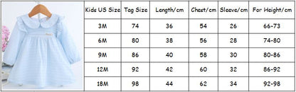 Spring A-line Peter Pan Collar Kids Baby Princess Dress Newborn Infant Baby Girls Party Dresses Baby Clothes 0-2T 2 Color