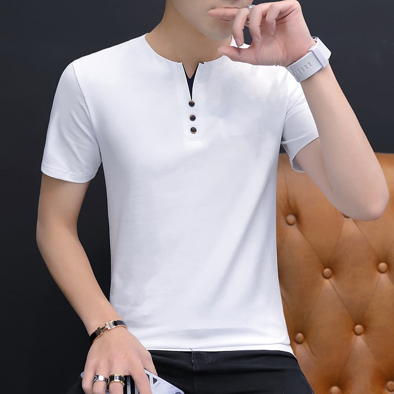 Liseaven Men Tee Shirt 2019 V Neck T-Shirt Short Sleeve T-Shirts Brand T Shirt Mens Clothing Tops &amp; Tees