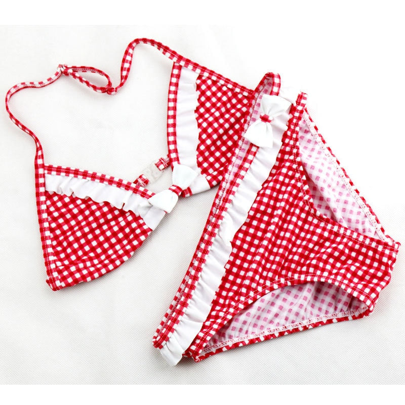 Cute Plaid Swimsuit 2021 New Summer Children Split Two-piece Swimsuit Girls Bikini Girls Beautiful Bikini Children&#39;s Swimwear