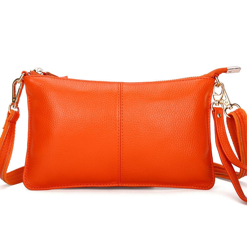 RanHuang Women Genuine Leather Day Clutches Candy Color Shoulder Bags Women&#39;s Fashion Crossbody Bags Small Clutch Bags