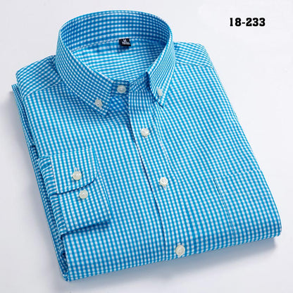 New Arrival Men&#39;s Oxford Wash and Wear Plaid Shirts 100% Cotton Casual Shirts High Quality Fashion Design Men&#39;s Dress Shirts