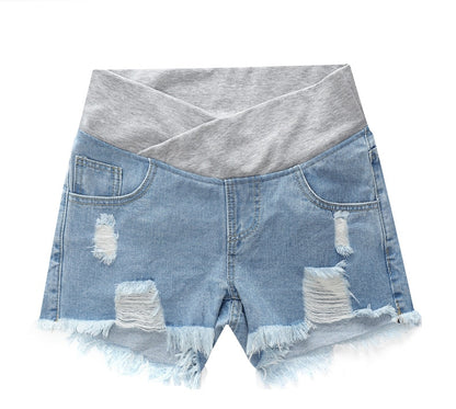 Pregnant Women&#39;s Shorts Summer Wear Low-Waisted Denim Shorts Summer Wear New Spring Loose Pants for Pregnant Clothes