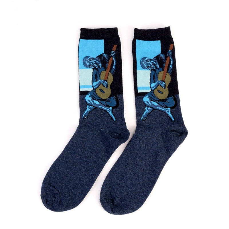 Hot Dropshipping Autumn winter Retro Women New Art Van Gogh Mural World Famous Oil Painting Series Men Socks Funny Socks