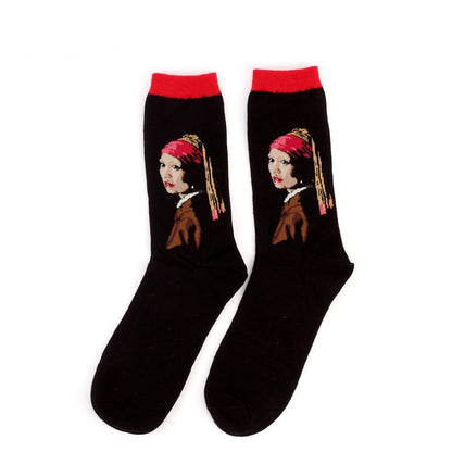 Hot Dropshipping Autumn winter Retro Women New Art Van Gogh Mural World Famous Oil Painting Series Men Socks Funny Socks