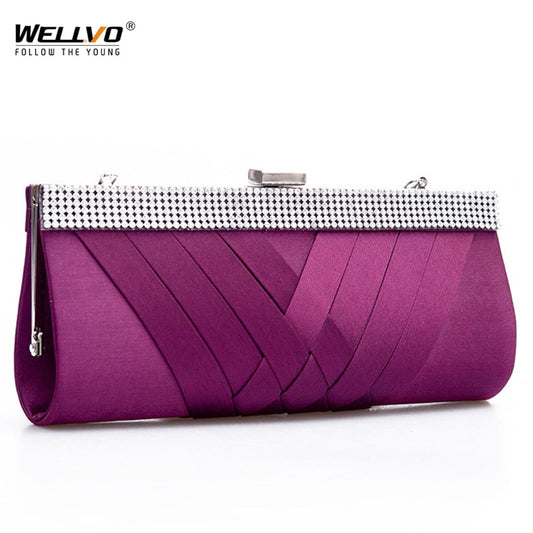 Women Day Clutch Ladies Purse Chain Handbags Women Evening Bag Purple Bride Wedding Party Hand Bags Clutches bolsas mujer XA187C