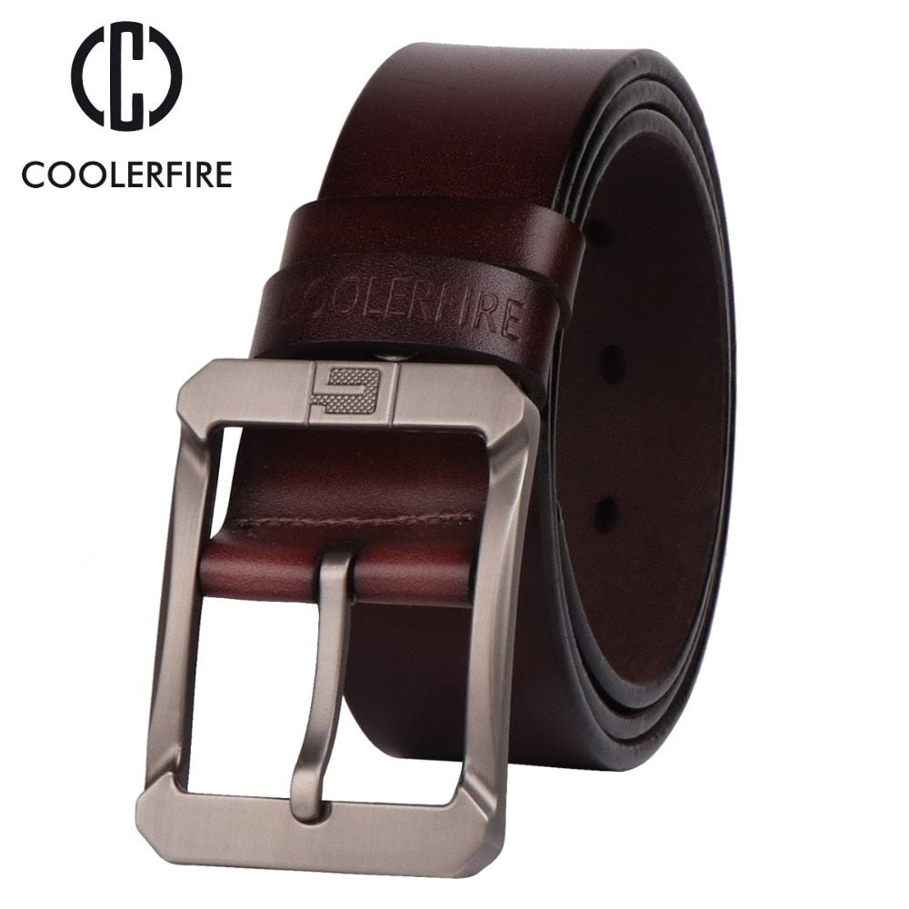 Coolerfire genuine leather belts for men brand male pin buckle jeans cowboy Mens Belt Luxury Designer High Quality Leather belt