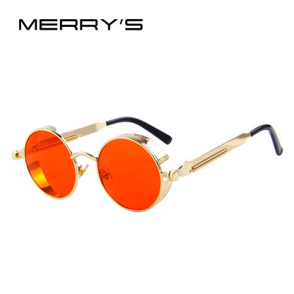 MERRYS Vintage Women Steampunk Sunglasses Brand Design Round Sunglasses Oculos de sol UV400