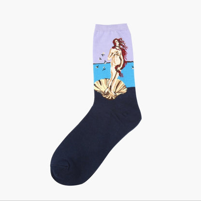 Hot Dropshipping Autumn winter Retro Women New Art Van Gogh Mural World Famous Oil Painting Series Men Socks Funny Socks