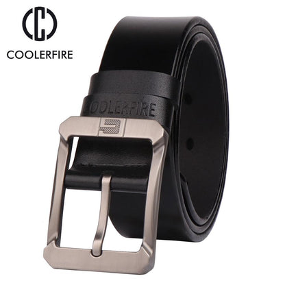 Coolerfire genuine leather belts for men brand male pin buckle jeans cowboy Mens Belt Luxury Designer High Quality Leather belt