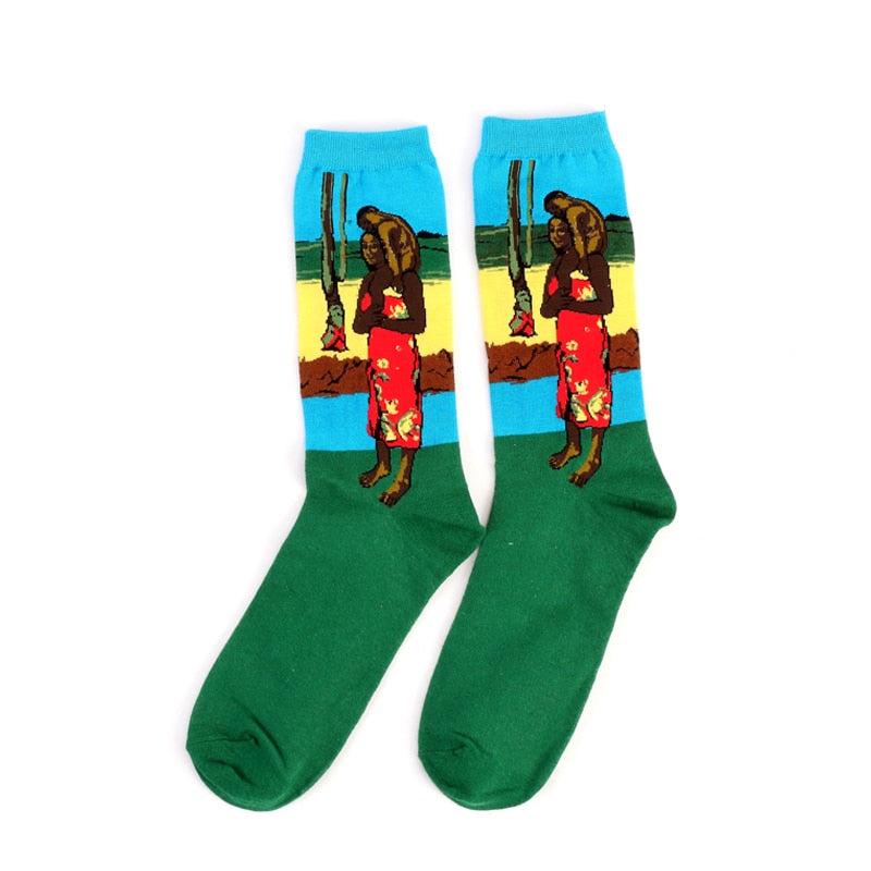 Hot Dropshipping Autumn winter Retro Women New Art Van Gogh Mural World Famous Oil Painting Series Men Socks Funny Socks