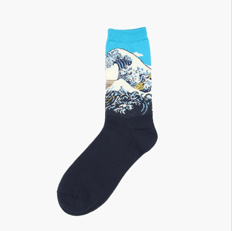 Hot Dropshipping Autumn winter Retro Women New Art Van Gogh Mural World Famous Oil Painting Series Men Socks Funny Socks