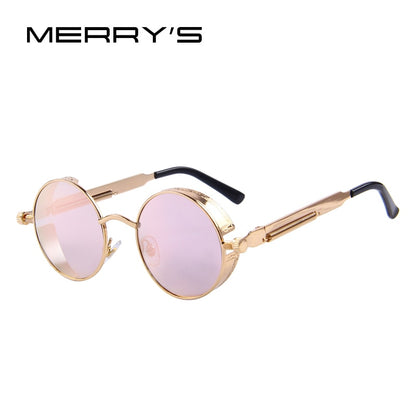 MERRYS Vintage Women Steampunk Sunglasses Brand Design Round Sunglasses Oculos de sol UV400