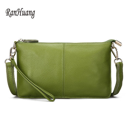 RanHuang Women Genuine Leather Day Clutches Candy Color Shoulder Bags Women&#39;s Fashion Crossbody Bags Small Clutch Bags