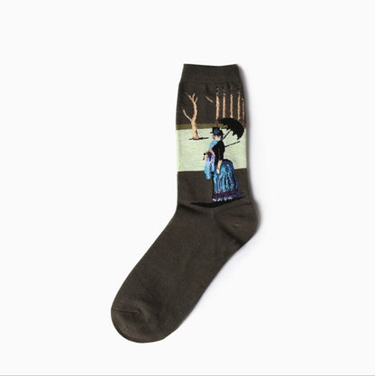 Hot Dropshipping Autumn winter Retro Women New Art Van Gogh Mural World Famous Oil Painting Series Men Socks Funny Socks