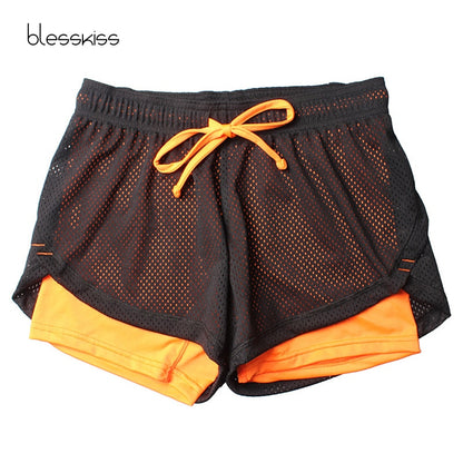 BLESSKISS Yoga Shorts Women Fitness Spandex Neon Elastic Lulu Summer Running Workout Short Leggings For Ladies Gym Sport Shorts