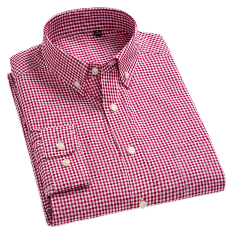 New Arrival Men&#39;s Oxford Wash and Wear Plaid Shirts 100% Cotton Casual Shirts High Quality Fashion Design Men&#39;s Dress Shirts