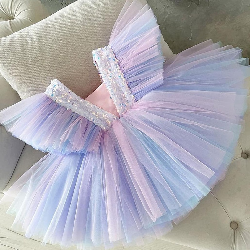 Girls Ruffles Princess Dress For Kids Wedding Elegant Party Tutu Prom Gown Children Birthday Pageant Communion Formal Vestidos