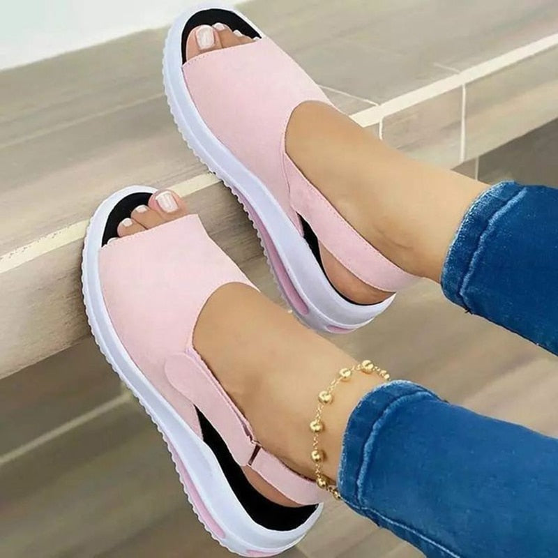 Fashion Shoes Women Platform Sandals Stretch Fabric Summer Women&#39;s Shoes Comfort Walking Ladies Sandalias Female Casual Footwear