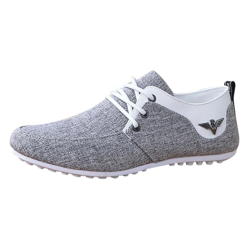 Brand Casual Shoes for Men Lace-up Linen Cloth Breathable Mens Canvas Shoes Moccasins Flats Driving Footwear Zapatos De Hombre