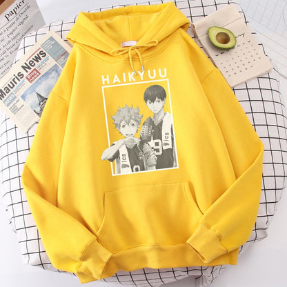 Hinata And Kageyama Haikyuu Streetwear Mens Casual Funny Hip Hop Hooded Japan Anime Hoodies Fly High Graphic Men Sweatshirts