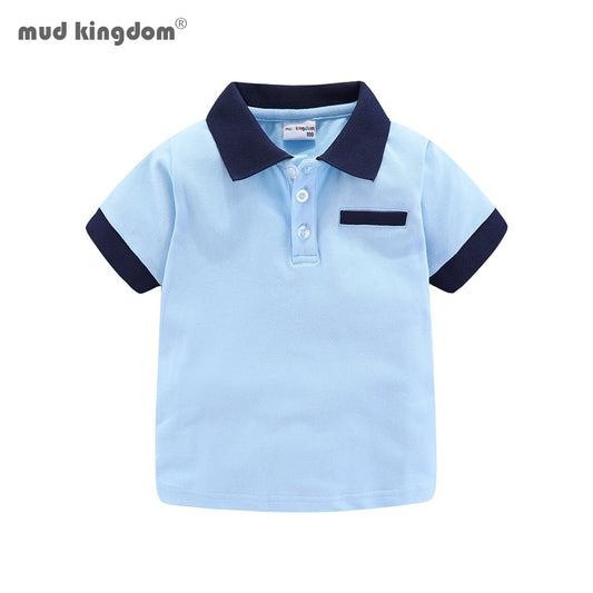 Mudkingdom Fashion Boys Polo Shirts Solid Cotton Car Lapel Short Sleeve Little Boy Clothes Casual Toddler Summer Tops Kids Wear