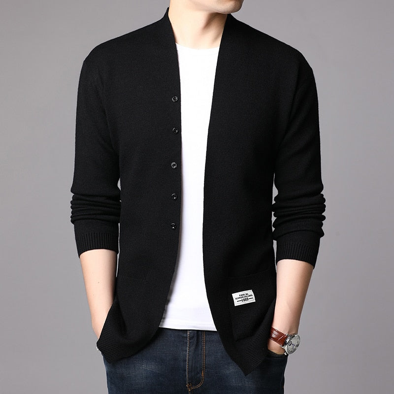 2022 Fashion Mens Cardigan Jackets Coats Streetwear Trend Windbreaker Autumn Overcoat Casual Sweater Jacket Men Clothing Black