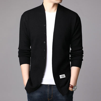 2022 Fashion Mens Cardigan Jackets Coats Streetwear Trend Windbreaker Autumn Overcoat Casual Sweater Jacket Men Clothing Black