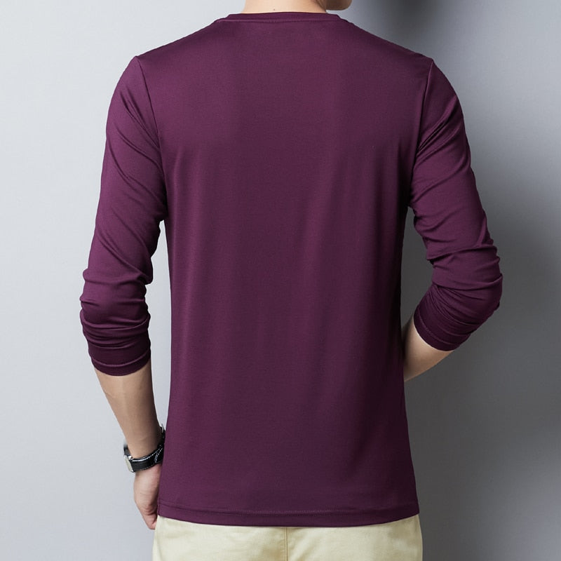 New Men t-shirt Cotton Spring Long sleeve tshirt Mens Fashion Solid Colors Slim Fit Tee shirt Homme Men Clothing T892