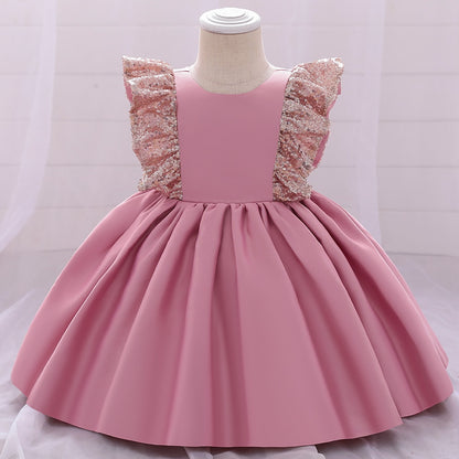Princess Kids Baby Dress Sequin Bow Baby Girl Dress 1st Birthday Party Wedding Dress Baptism Dress For Girl Summer Dresses