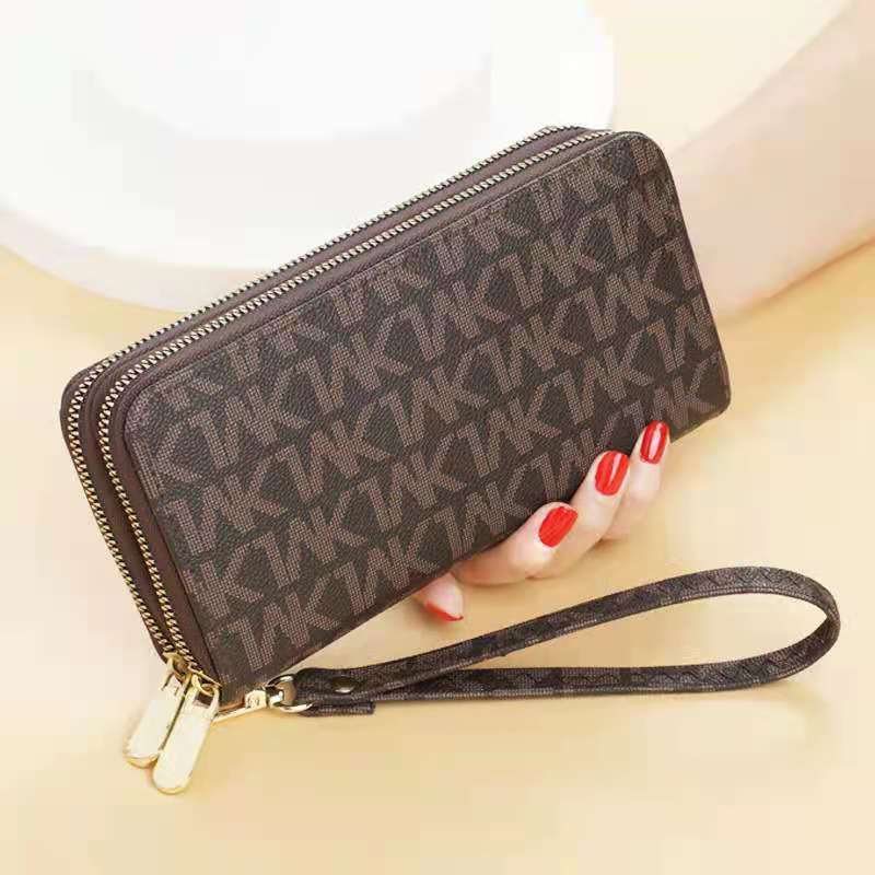 Women&#39;s wallet fashion Ladies mobile phone bag long printing new clutch bag star Double zipper hand strap bag Multiple color 697